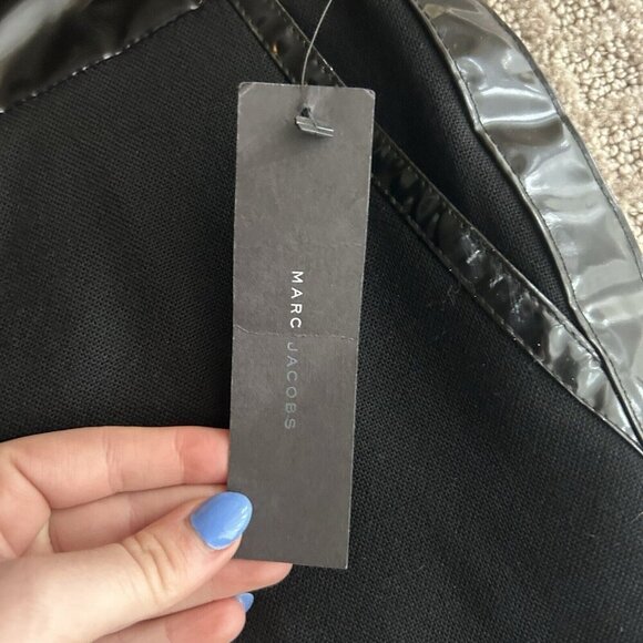 MARC JACOBS Black Capri Crop Pant Womens Size 8 Patent Leather Detail Wool - Picture 3 of 12